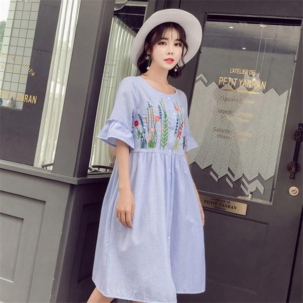 シャツワンピース 半袖 春夏 ストライブ柄ワンピース 着やせ マタニティ服 レディース 妊婦服 ゆったり ひざ丈 レースワンピース クルーネック マタニティウエア P Qckfz174 よろずや雑貨市場 通販 Yahoo ショッピング