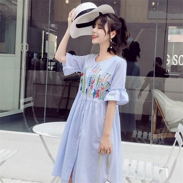 シャツワンピース 半袖 春夏 ストライブ柄ワンピース 着やせ マタニティ服 レディース 妊婦服 ゆったり ひざ丈 レースワンピース クルーネック マタニティウエア P Qckfz174 よろずや雑貨市場 通販 Yahoo ショッピング