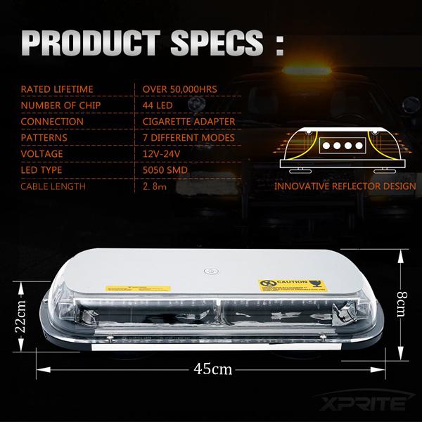 LED 回転灯 2個セット パトランプ 黄色 12V/24V アンバー 45cm ワイド