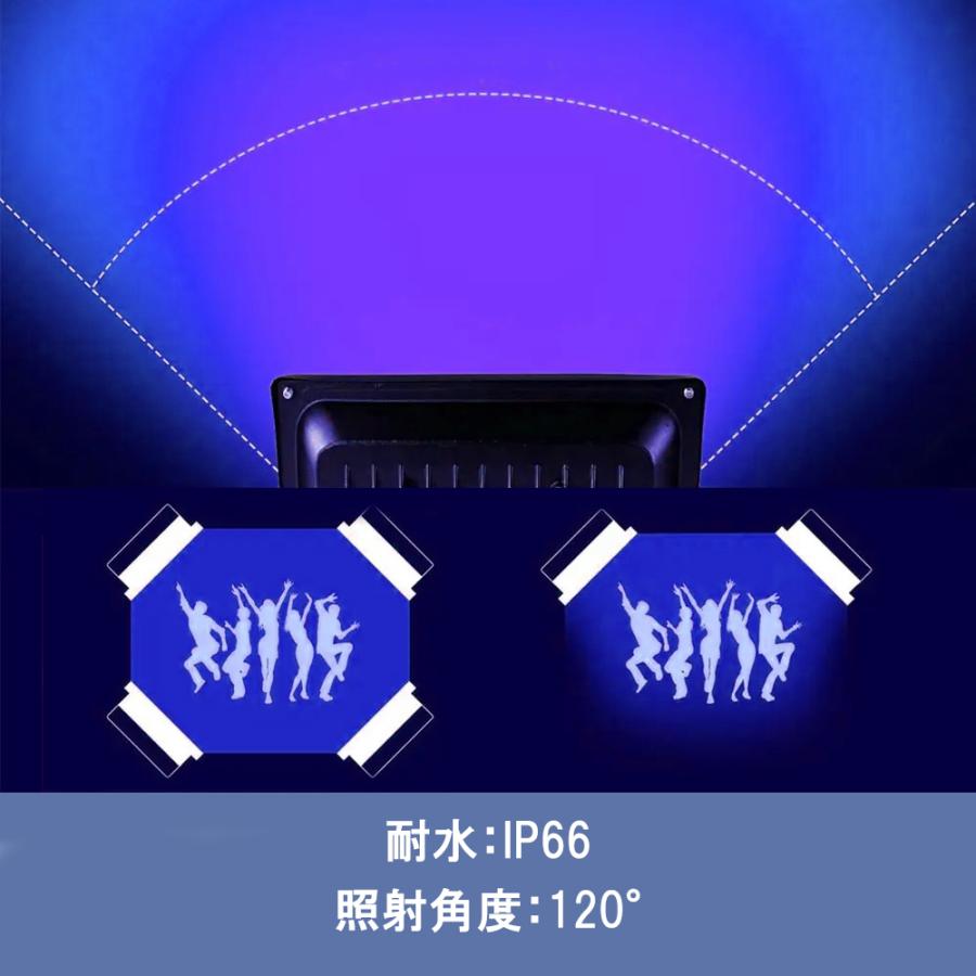 紫外線 ブラックライト 投光器 (60W) 紫外線ライト 防水IP66 395-405nm
