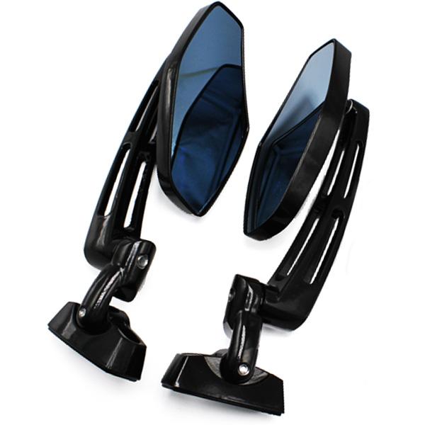 汎用カウリングミラーバイクミラー 左右セット ブルー鏡面