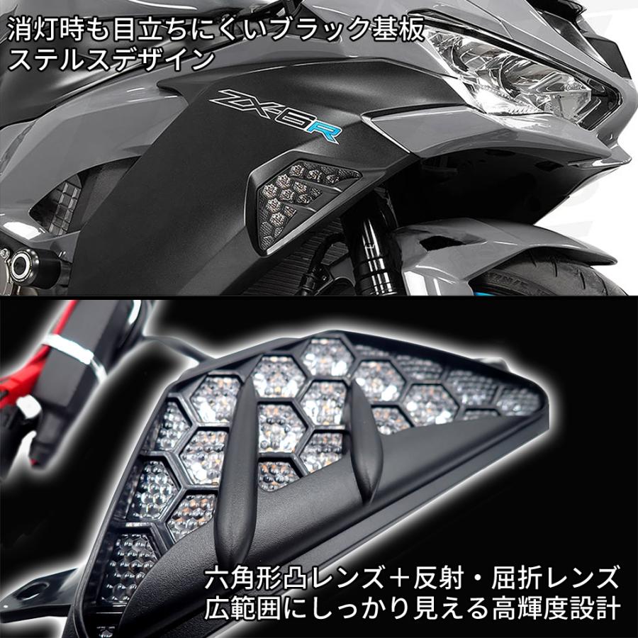 夏 バイク フロント LEDウィンカー シーケンシャル カワサキ用 NINJA250