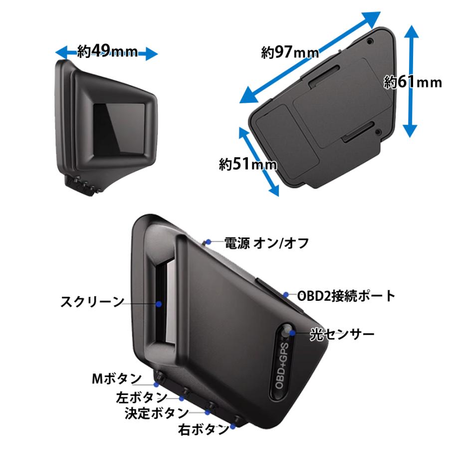 OBD2/GPS対応マルチディスプレイ ヘッドアップディスプレイ 車用 OBD2 GPS マルチメーター タコメーター