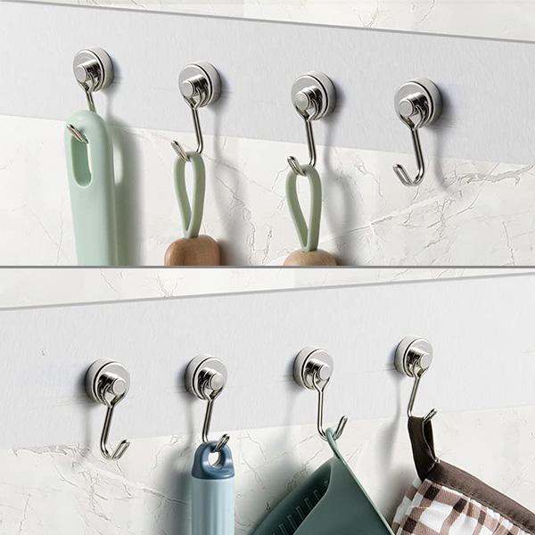 マグネット フック 8個セット シルバー 超強力 磁石 ステンレス 錆び