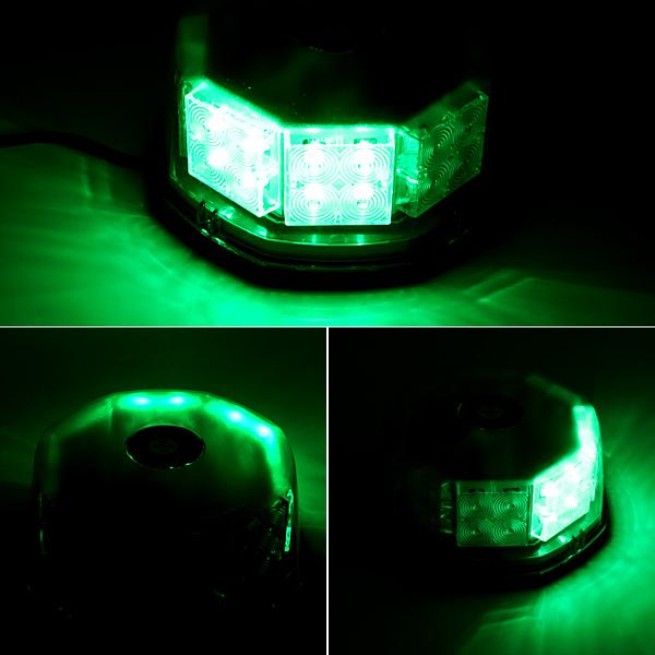 誘導用。行灯＆回転灯(緑) LED 回転灯 緑 2個セット パトランプ 警告灯 フラッシュビーコン 12V