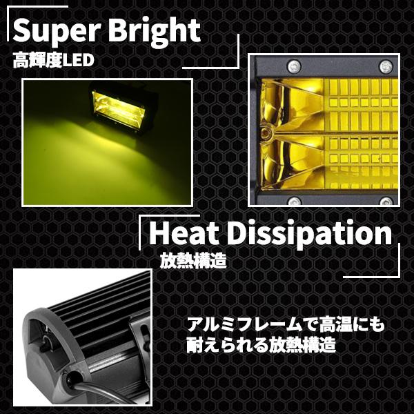 2個セット 作業灯 LED 72W 拡散タイプ 12V 24V 10800LM ホワイト イエロー 広角 ワークライト 防水 フォークリフト トラック 船舶 倉庫作業｜yorozuya2｜02