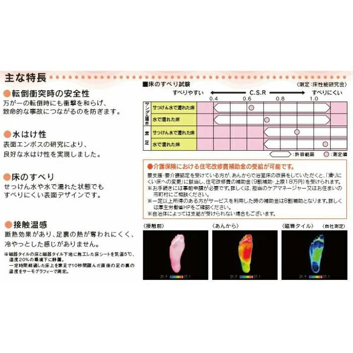 FUKUVI　フクビ　安心・快適　浴室用床シート　AK012　1.2m　あんから