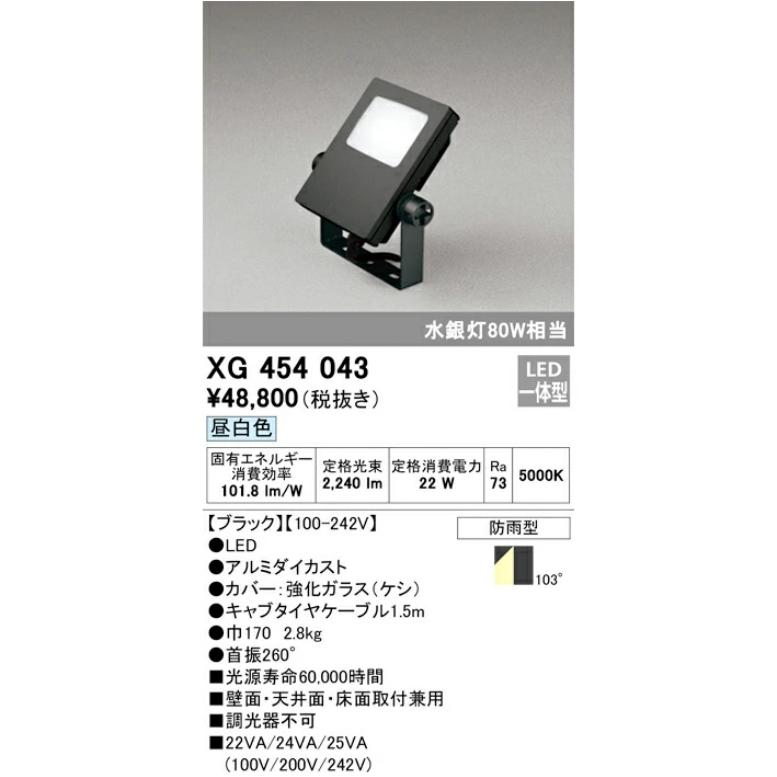 ODELIC（オーデリック） 屋外用LED投光器 昼白色 ブラック XG454043S 