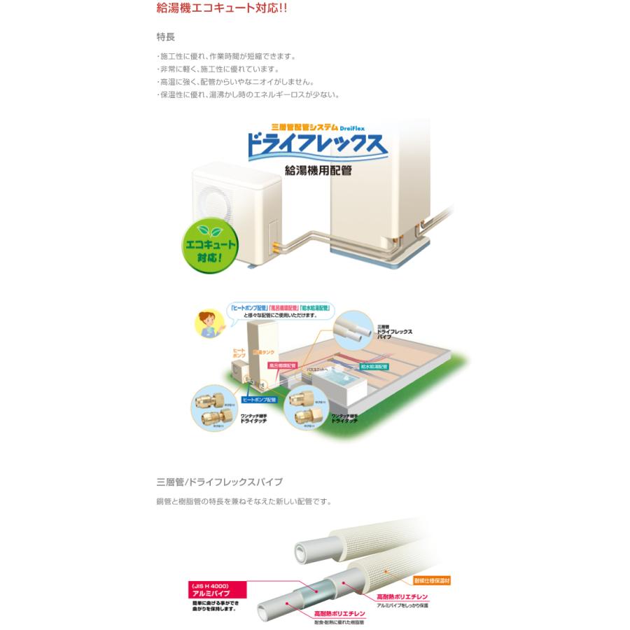 タブチ　ドライフレックス　エコパック　20m　20　13A　パイプ　高耐候性　エコキュート　UPC13-10ECO　アルミ　三層管　保温材付