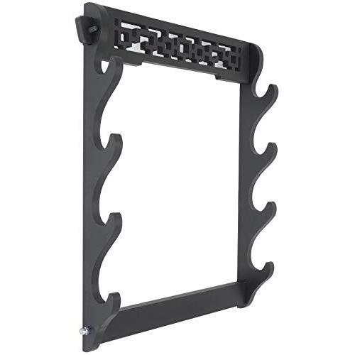 刀掛け 模造刀 木製 透かし彫り 3本掛け 保管品① クラシック 刀掛け