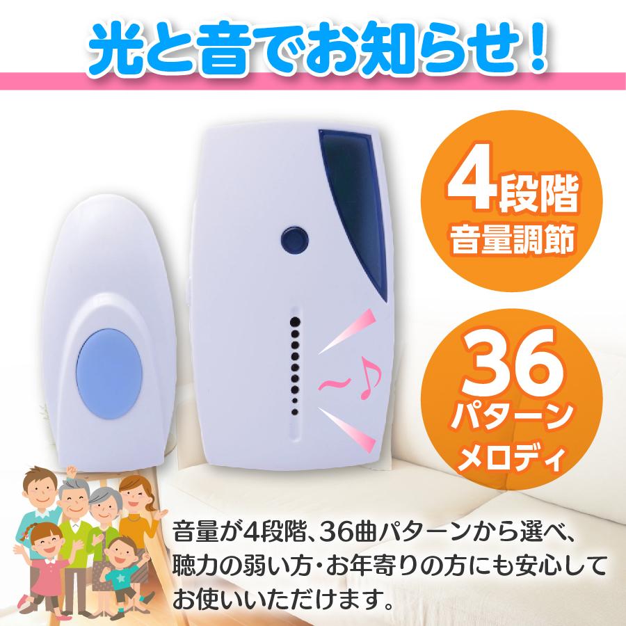 ワイヤレス ドアチャイム 呼び鈴 呼び出し 送受信機 ワイヤレス