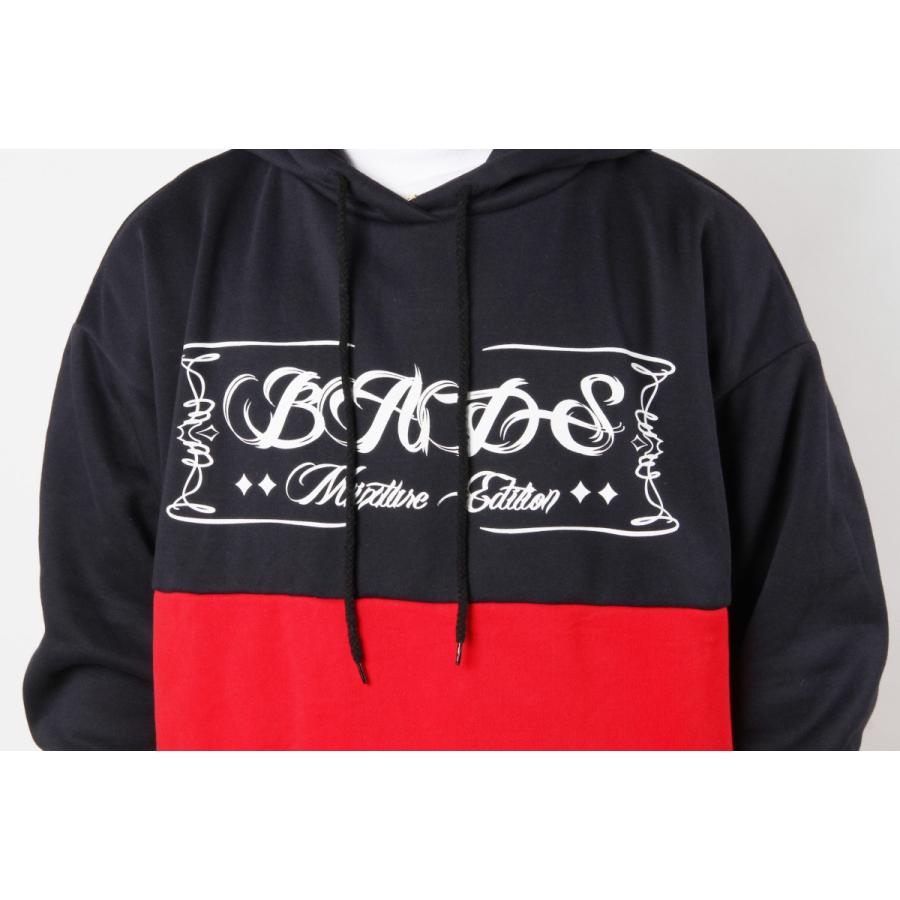 ダボ感 ビッグサイズ BADS バダス 2TONE HOOD Black-Charcoal ブラック / チャコール プリント フーディー XL 2XL 3XL メンズ 大きい パーカー バッズ バッダス｜yorozwagon｜07