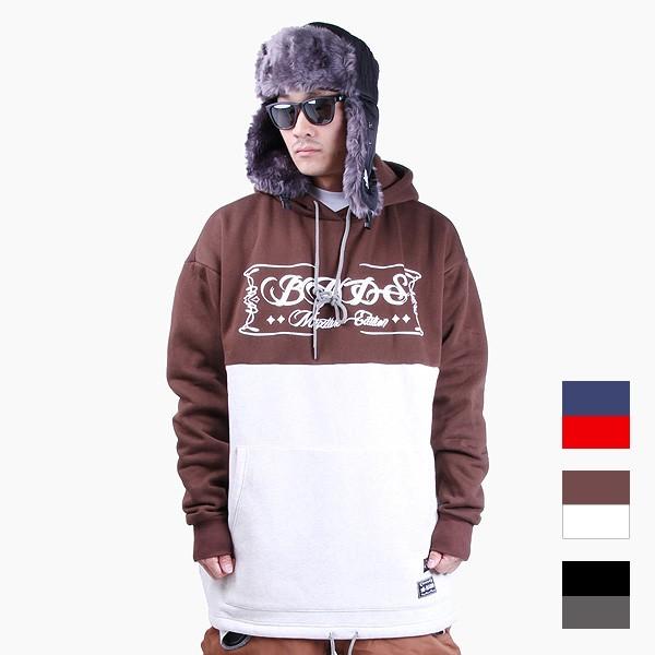 BADAS バダス ビッグサイズ スノボウエア パーカー コーチジャケット ダボ感 ビッグサイズ BADS バダス 2TONE HOOD Brown-White ブラウン