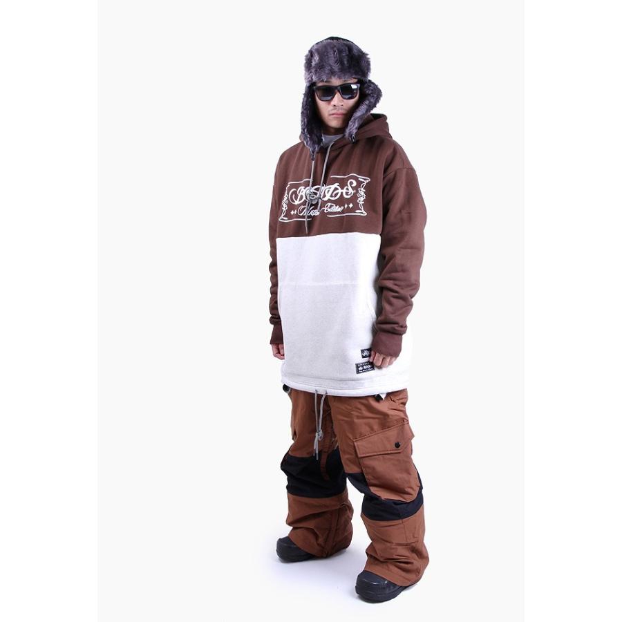 BADAS バダス ビッグサイズ スノボウエア パーカー コーチジャケット ダボ感 ビッグサイズ BADS バダス 2TONE HOOD Brown-White ブラウン