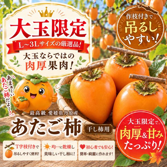 柿 あたご柿 干し柿渋柿 約 20kg 大玉限定(L〜3L混合) 《佐竹果樹園の