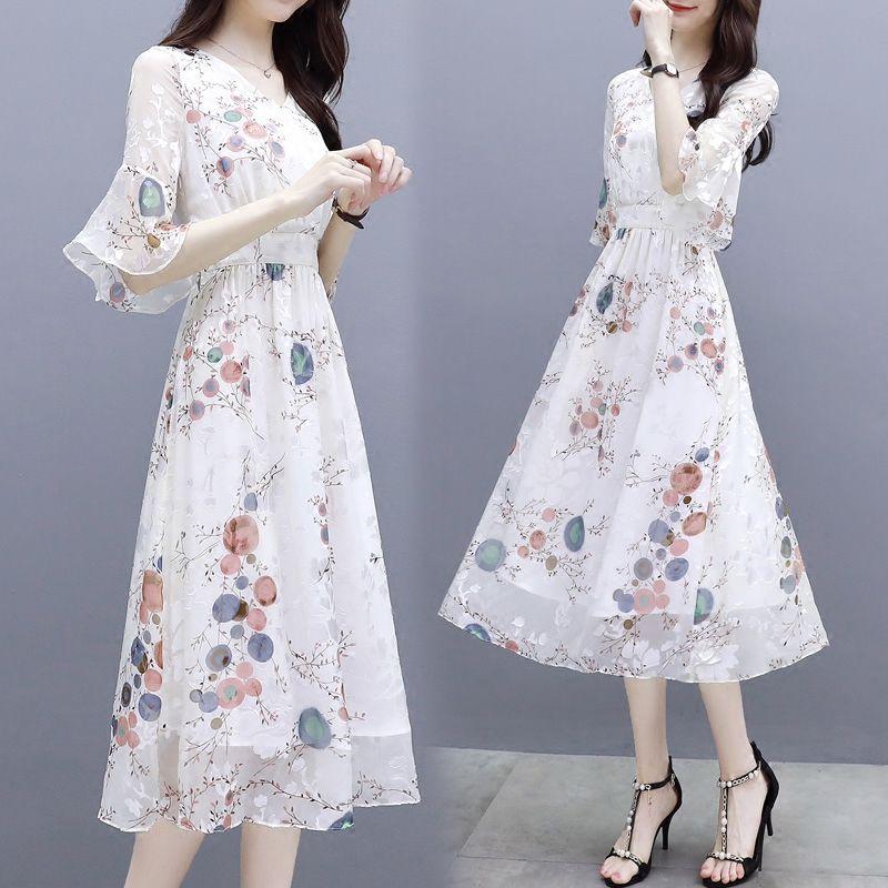春ワンピース レディースワンピ 花柄ワンピース フリルスリーブ 白 膝下ワンピース 夏ワンピ ひざ丈 送料無料 今だけ Ys0941 ヨサクラyahoo 店 通販 Yahoo ショッピング