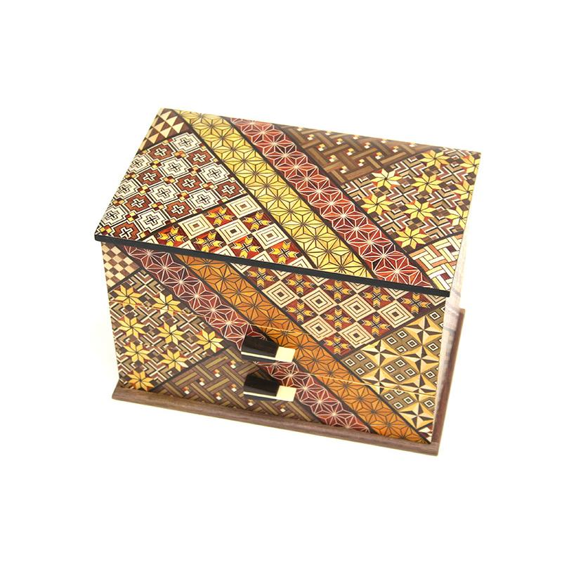 小引き出し ７寸２ツ引き出し ハネ鏡 小寄木