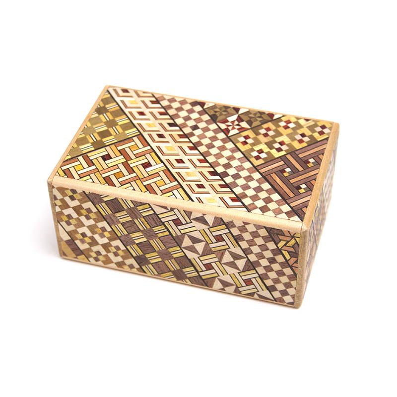 箱根寄木細工 秘密箱（からくり箱）21回仕掛け 5寸 小寄木 : 箱根