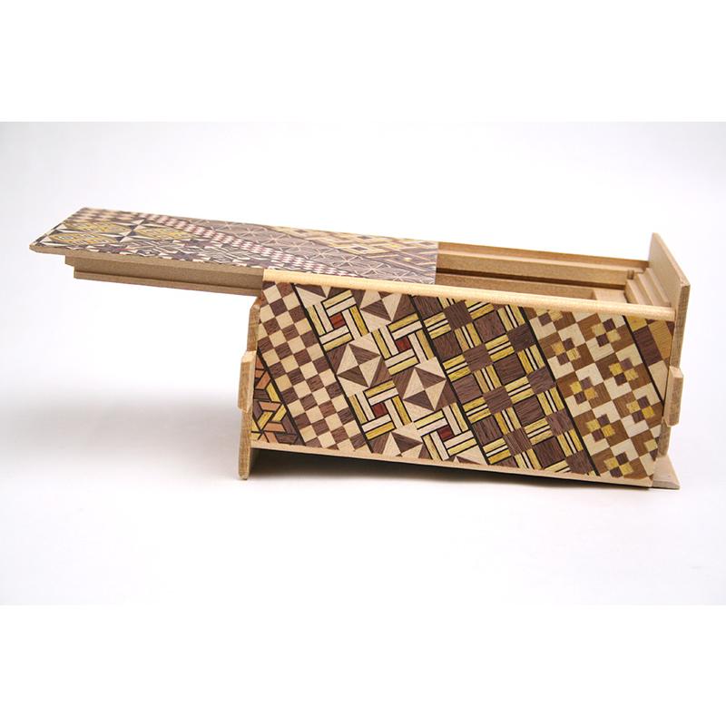 箱根寄木細工 秘密箱（からくり箱）21回仕掛け 5寸 小寄木 : 箱根