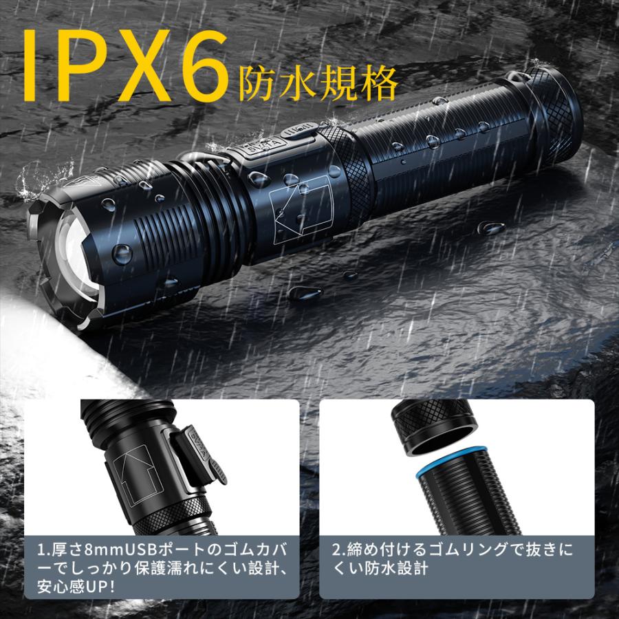 LED懐中電灯 ledライト ハンディライト Type-c USB充電式 強力