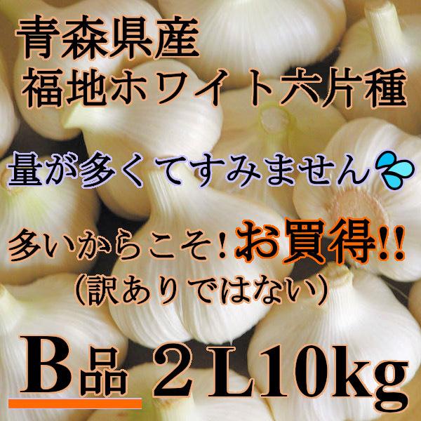 青森県産 産地卸売市場直送 福地ホワイト6片にんにく B品2Lサイズ 10Kg にんにく ニンニク 送料無料 産地直送 青森産 青森県