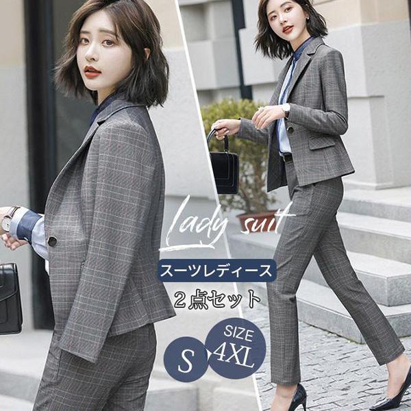 パンツスーツ スカートスーツ セットアップ レディース テーラードジャケット チェック柄 フォーマル スーツ 2点セット Ol 通勤 おしゃれ Hx22jan29vxftz08 吉田商事 通販 Yahoo ショッピング