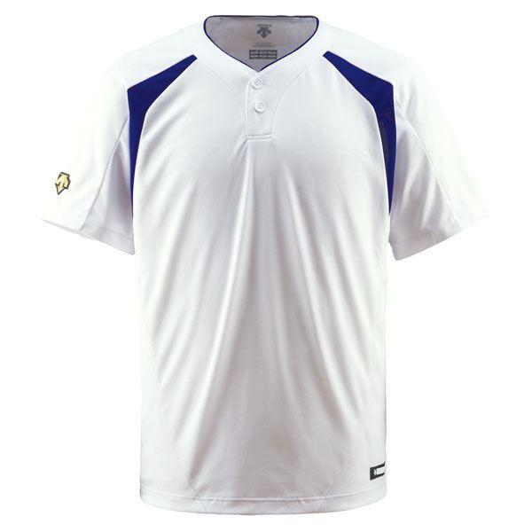 新品登場 デサント（DESCENTE） ベースボールシャツ（2ボタン） （野球） XA DB205 Sホワイト×ロイヤルブルー その他野球用品 