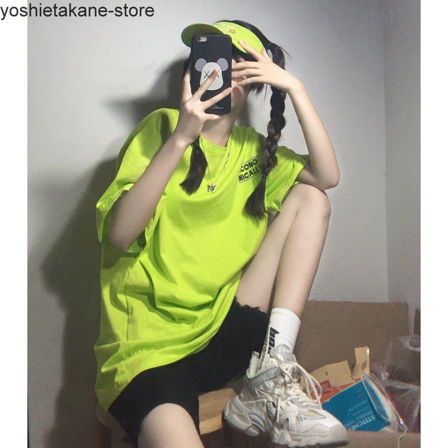 韓国 Tシャツ トップス 半袖 ストリート風 ダーク系 ファッション レディース ゆるい カジュアル アウトレット カップル服 衣装 原宿 春夏秋 ダンス