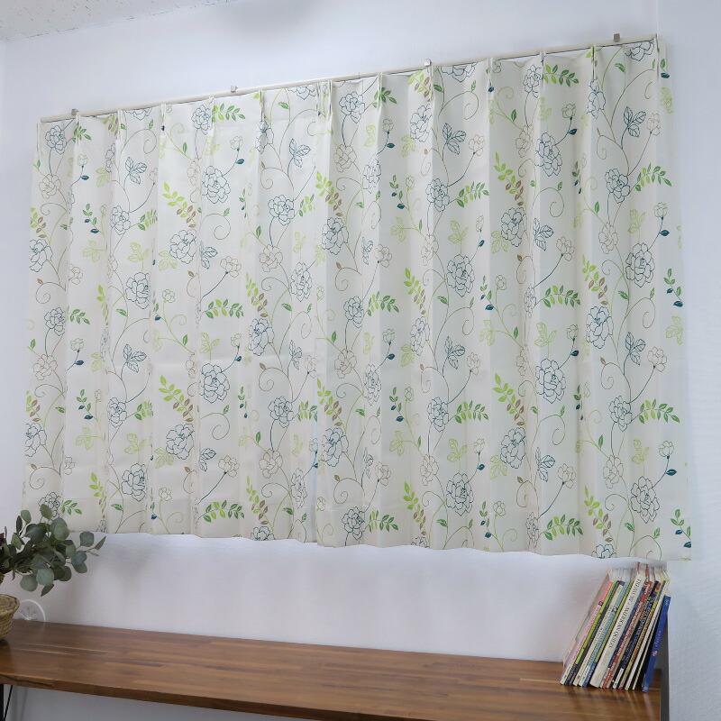 遮光カーテン 北欧 花柄 リーフ柄 グリーン 幅200cm×丈195cm1枚 日本製 プリーツが綺麗な形態安定加工_5