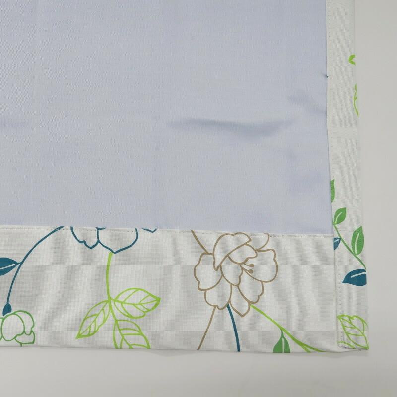 遮光カーテン 北欧 花柄 リーフ柄 グリーン 幅200cm×丈205cm1枚 日本製