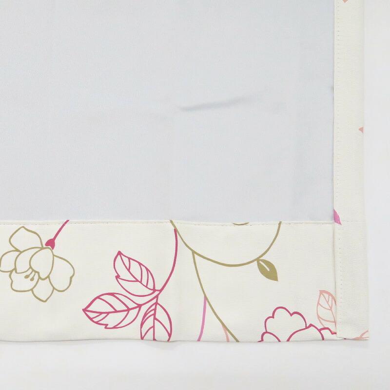 遮光カーテン 北欧 花柄 リーフ柄 ピンク 幅100cm×丈85cm2枚 日本製
