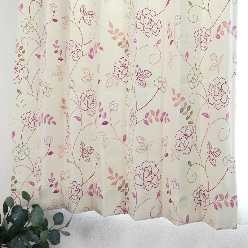予約取寄』 花柄 カーテン 幅150cm×丈235cm2枚 インテリア・住まい