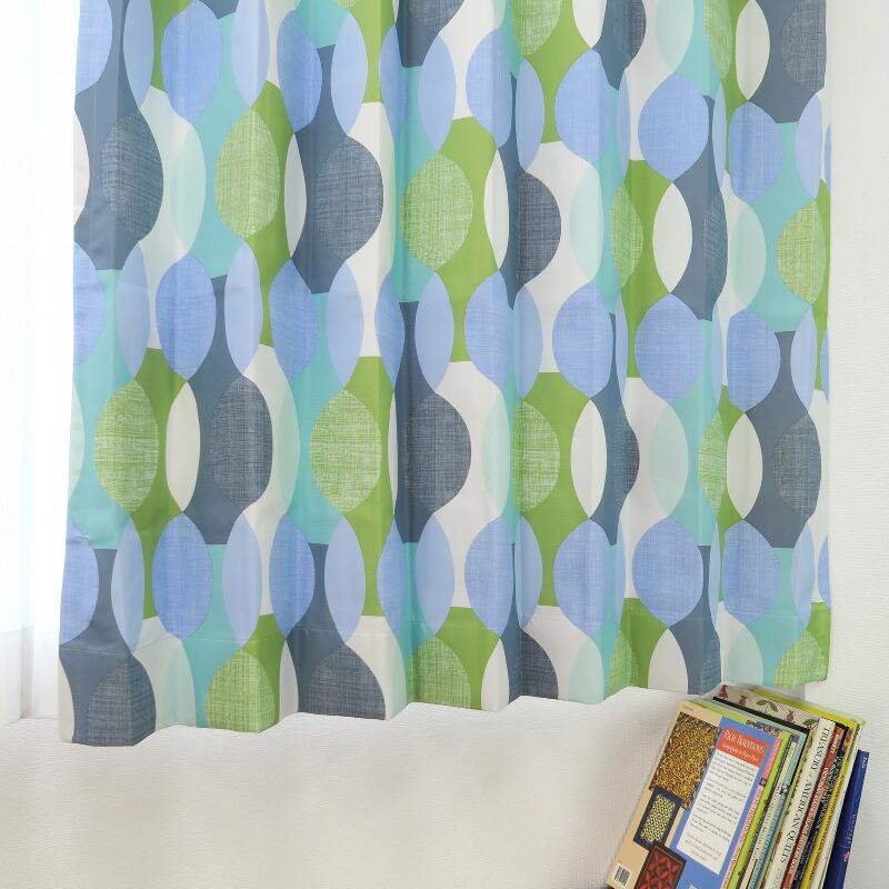 遮光カーテン 北欧 幾何学柄 ブルー 幅100cm×丈225cm2枚 日本製 プリーツが綺麗な形態安定加工 |  | 04