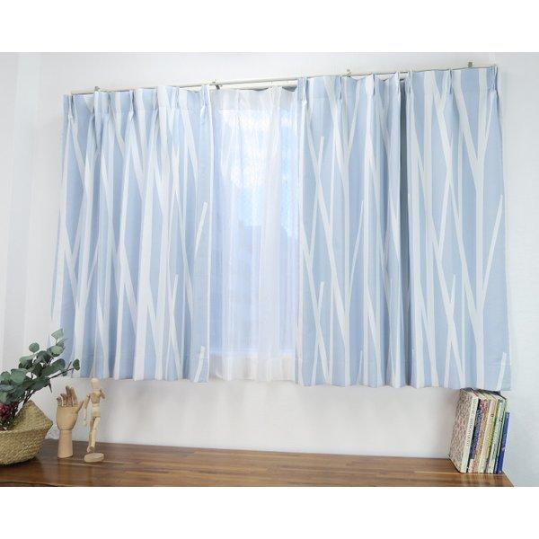 水色 プリーツカーテン 大きめカーテン フロスト カーテン J-19189R ブルー ｜ジャストカーテン