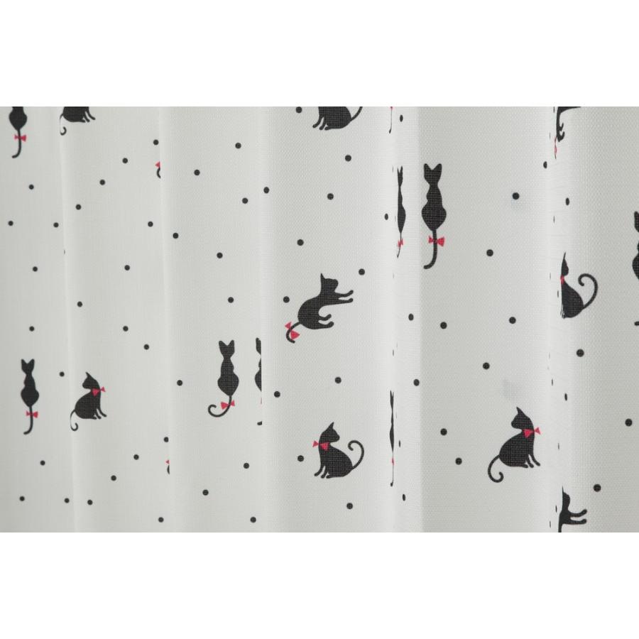 カーテン4枚セット かわいい 猫柄 ドレープ幅100cm×丈200cm2枚 レース