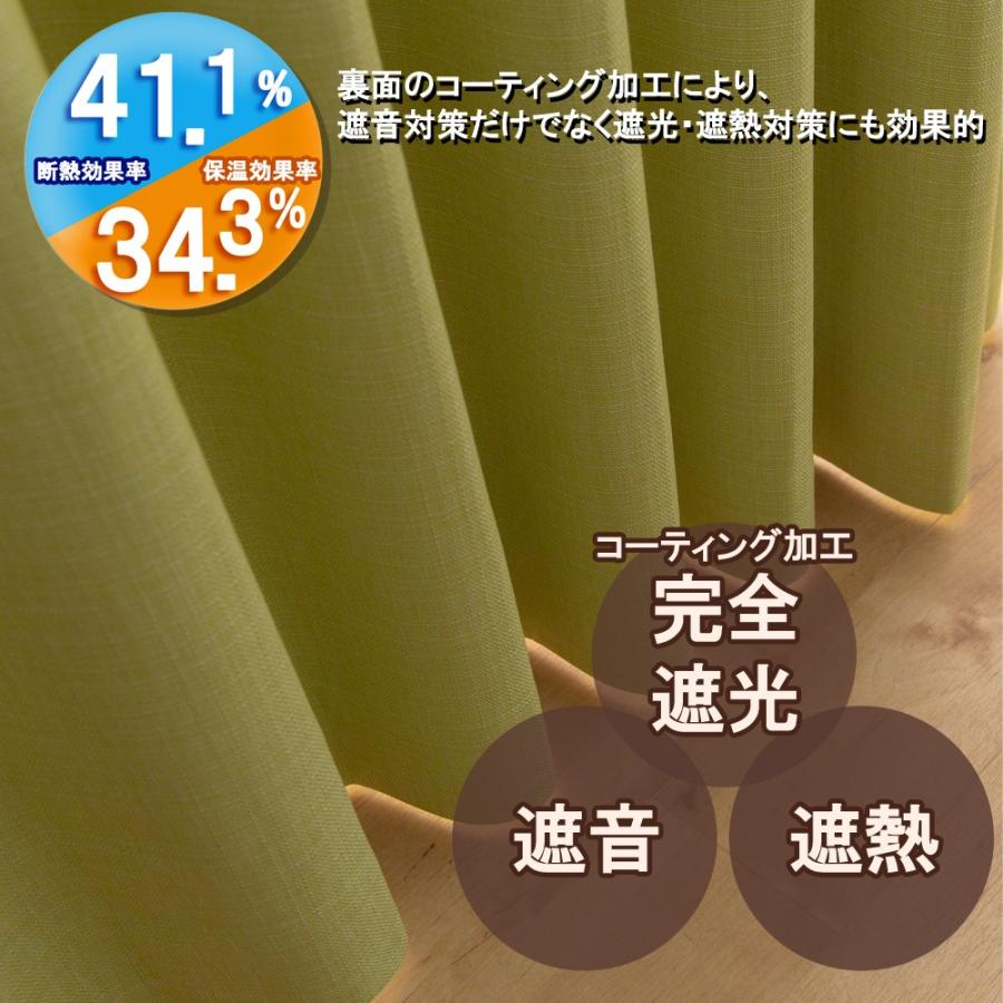 カーテン 幅200cm×丈65cm1枚 イエローグリーン 完全遮光 遮光1級