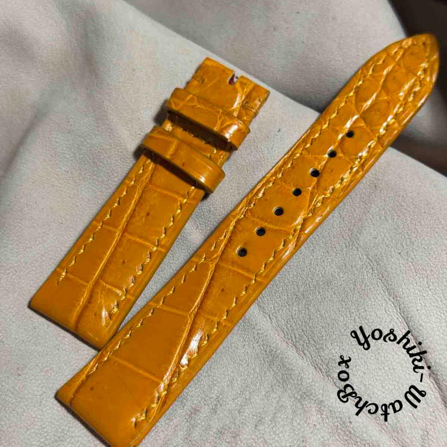 cro-1793 クロコダイル レザー 腕時計 ベルト オレンジ (ラグ幅21 mm