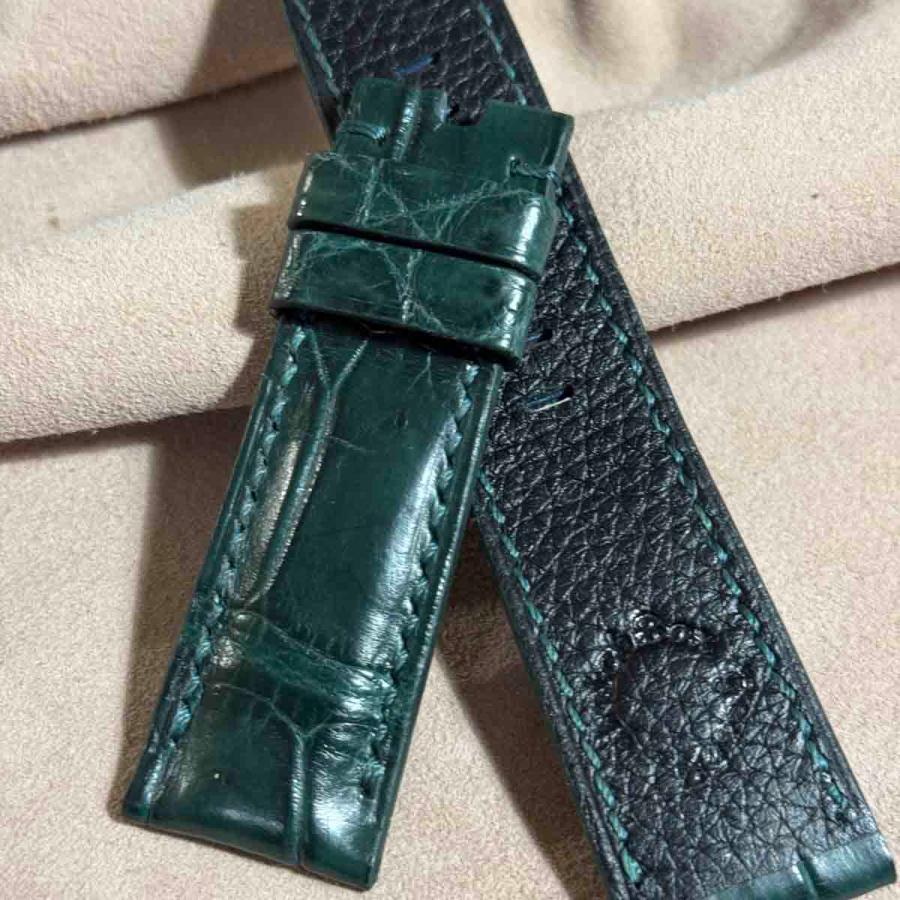 cro-1814 クロコダイル レザー 腕時計 ベルト グリーン (ラグ幅 cro-1814 クロコダイル レザー 腕時計 ベルト グリーン (ラグ幅
