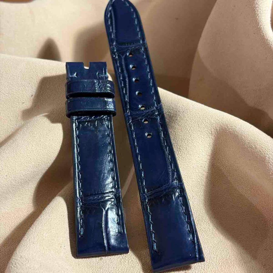 cro-2016 クロコダイル 腕時計ベルト ネイビー (ラグ幅18 mm - バックル幅16 mm)