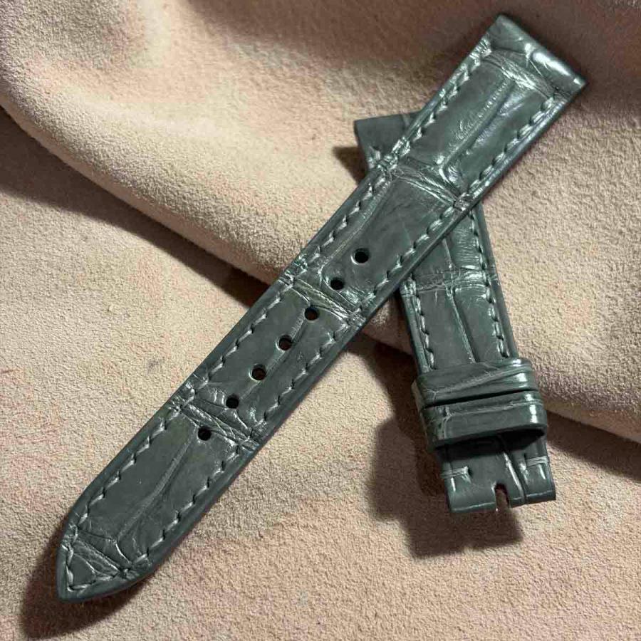 cro-2060 クロコダイル 腕時計ベルト グレー　(ラグ幅19 mm - バックル幅16 mm)