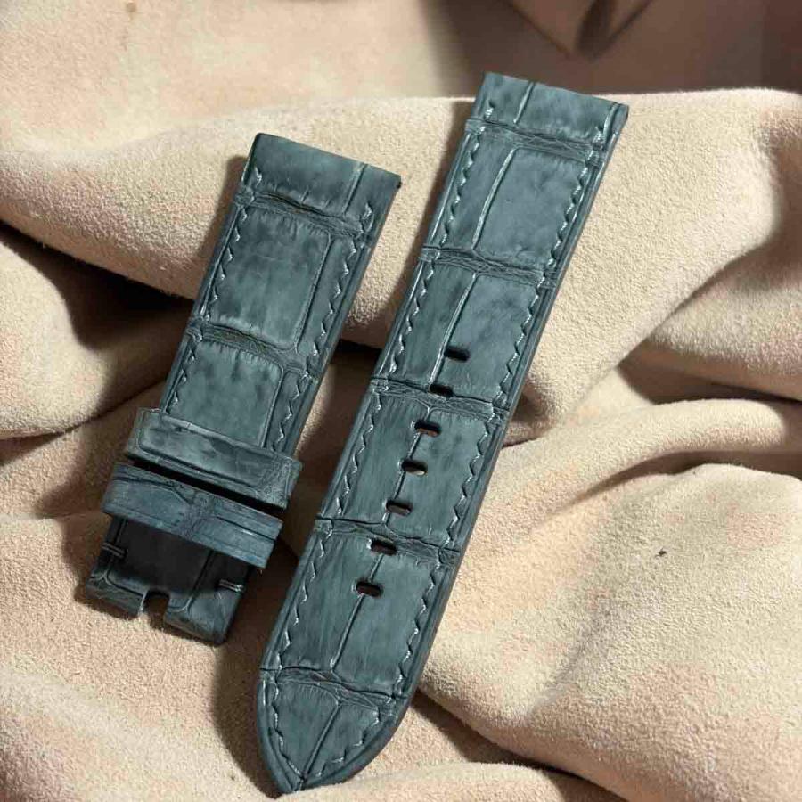 cro-2080 ヌバック クロコダイル 腕時計ベルト グレー　(ラグ幅24 mm - バックル幅22 mm)