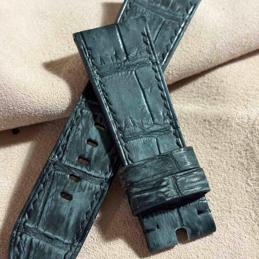 cro-2082 ヌバック クロコダイル 腕時計ベルト ブラック　(ラグ幅26 mm - バックル幅22 mm)