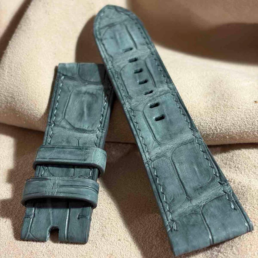 cro-2083 ヌバック クロコダイル 腕時計ベルト グレー　(ラグ幅26 mm - バックル幅22 mm)