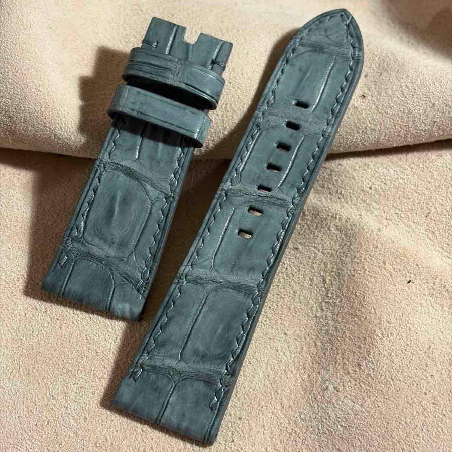 cro-2083 ヌバック クロコダイル 腕時計ベルト グレー　(ラグ幅26 mm - バックル幅22 mm)