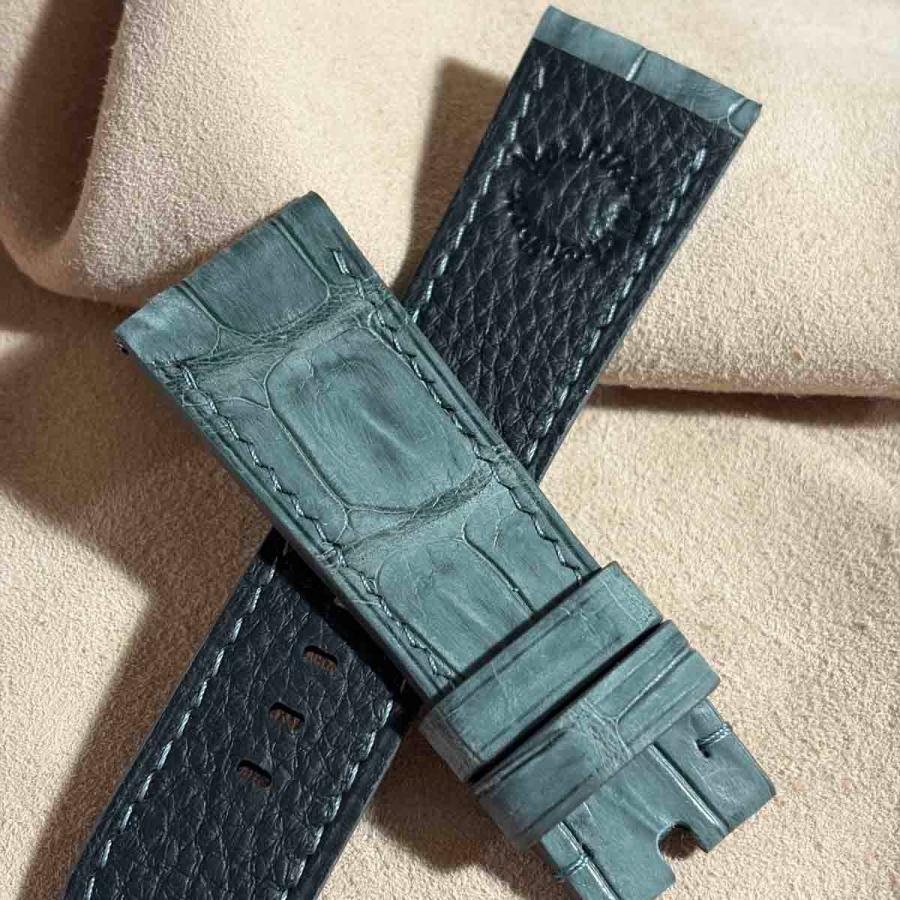 cro-2083 ヌバック クロコダイル 腕時計ベルト グレー　(ラグ幅26 mm - バックル幅22 mm)