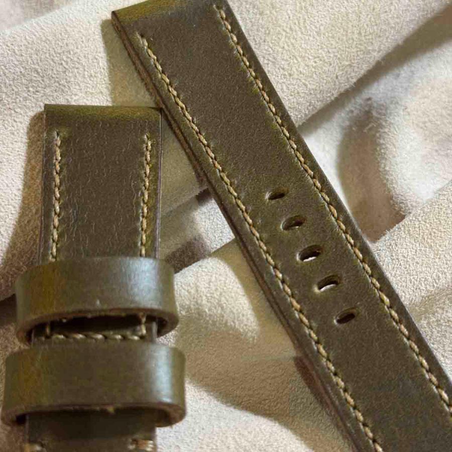 hor-231 HORWEEN クロムエクセルレザー オリーブ 腕時計ベルト (ラグ22mm - バックル幅20mm)