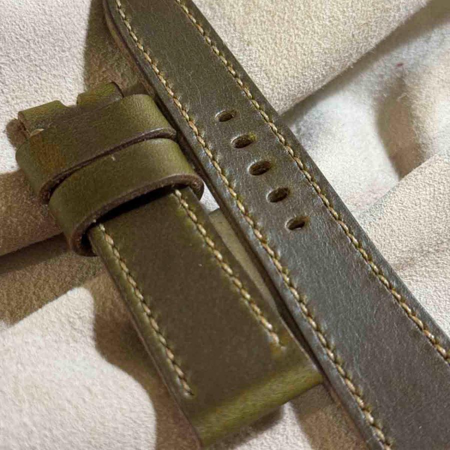 hor-231 HORWEEN クロムエクセルレザー オリーブ 腕時計ベルト (ラグ22mm - バックル幅20mm)