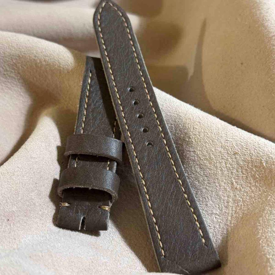 hor-235 HORWEEN バイソングレー 腕時計ベルト (ラグ20mm - バックル幅18mm)
