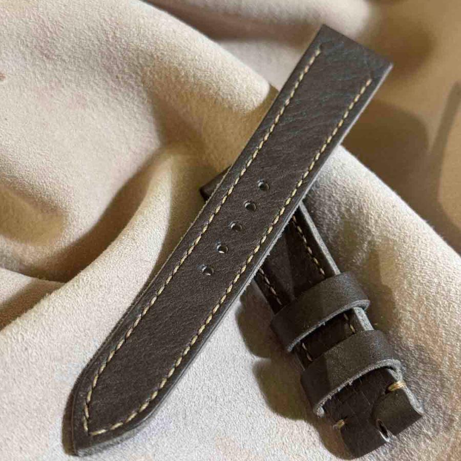 hor-235 HORWEEN バイソングレー 腕時計ベルト (ラグ20mm - バックル幅18mm)