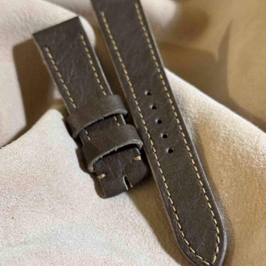 hor-235 HORWEEN バイソングレー 腕時計ベルト (ラグ20mm - バックル幅18mm)